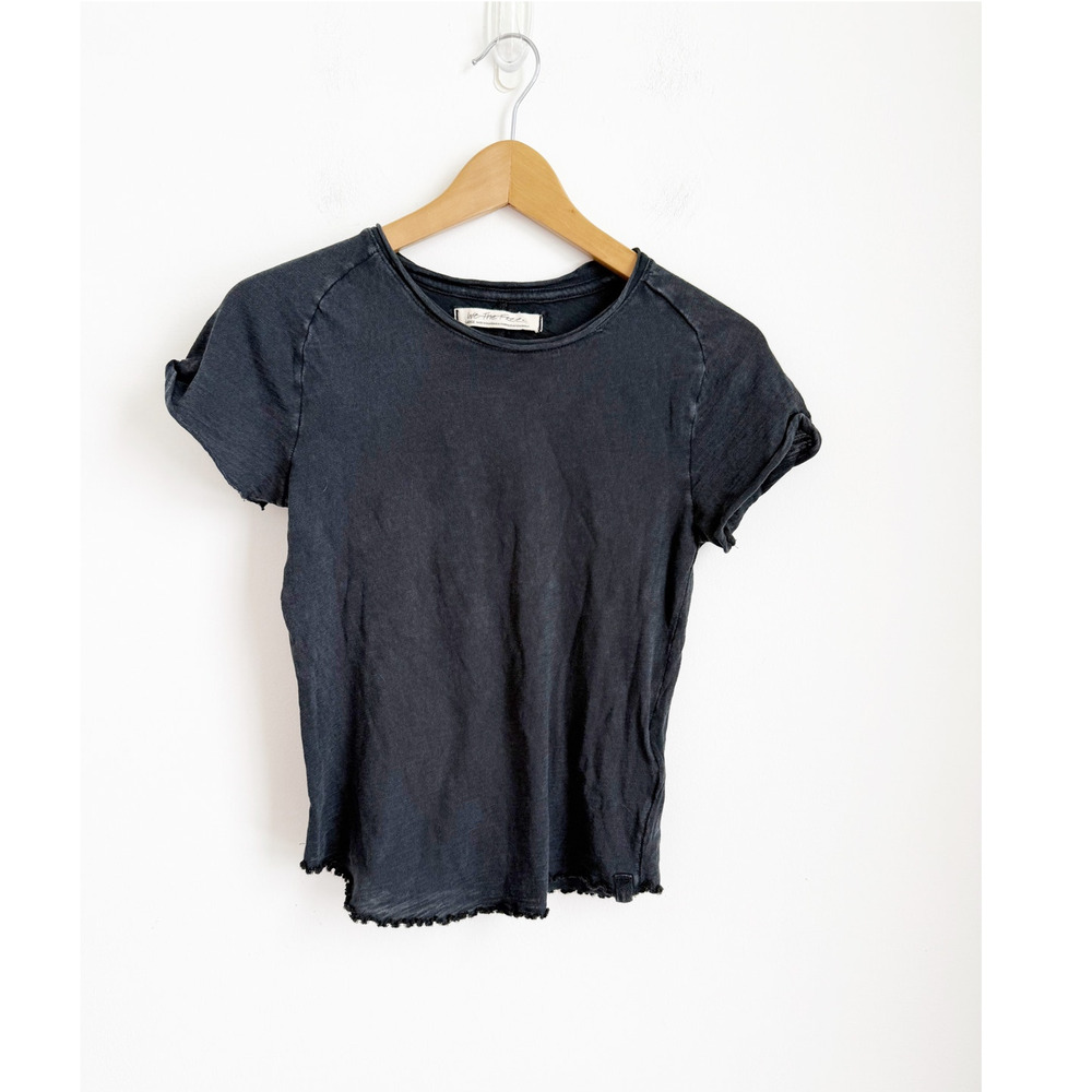 Free People NWOT Be My Baby Tee Washed Black Small - Picture 2 of 5